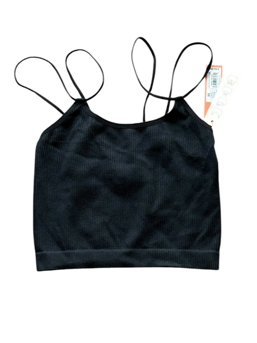 Colsie Black Ribbed Double-Strap Cropped Tank, Size XS, NWT